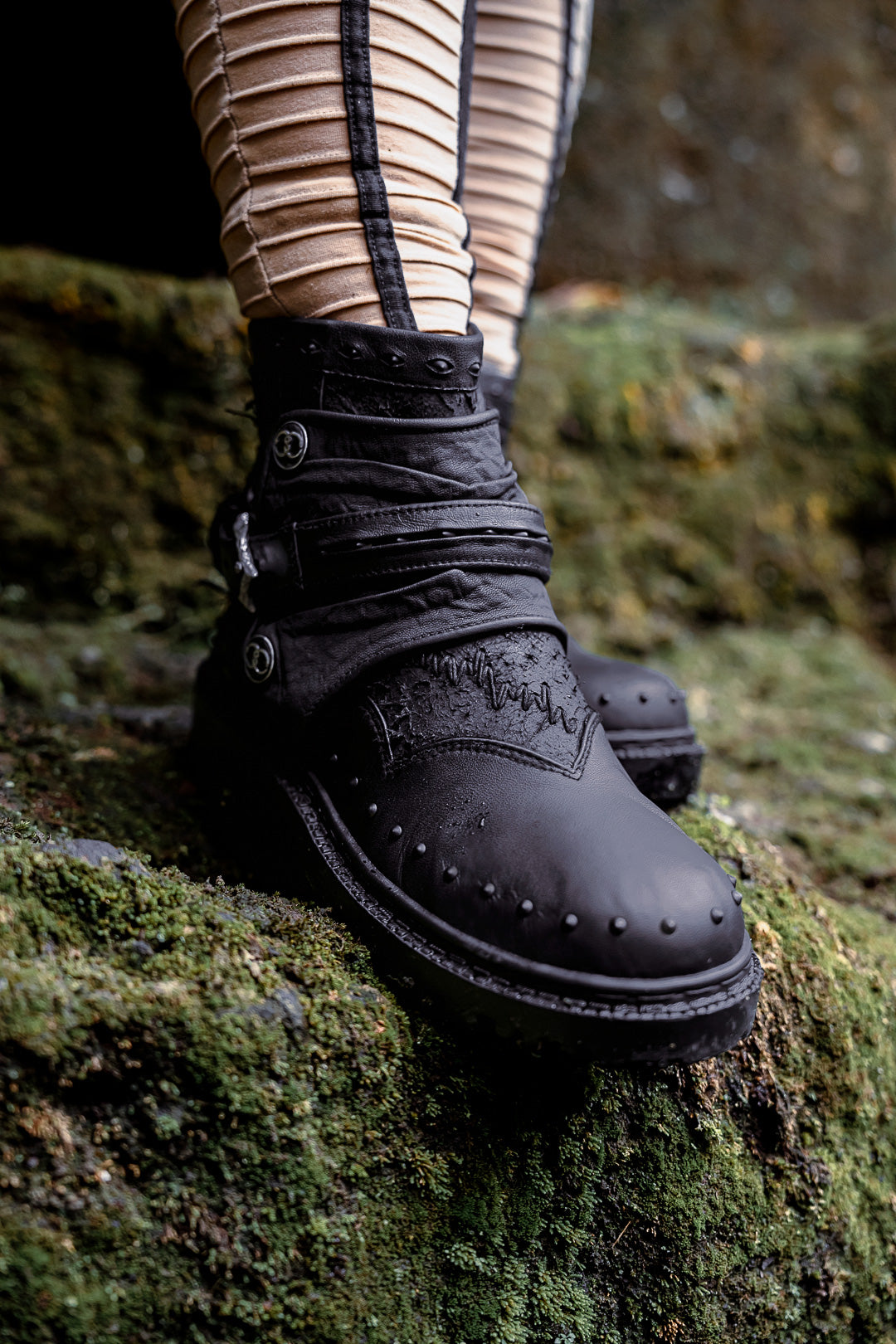 MAGMA Wasteland Studded Leather Ankle Combat Boots